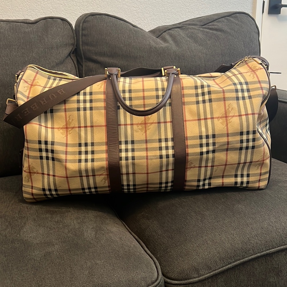 AUTHENTIC BURBERRRY HAYMARKET NOVA TRAVEL DUFFLE BAG EXTRA LARGE